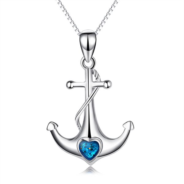 

fashion jewelry 925 sterling silver anchor pendant necklace