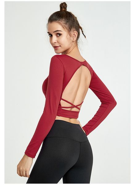 

женской йога твердой tshirts backless tie pure color женские короткие тройники тонкая активные лоскутная пуловер одежда, White
