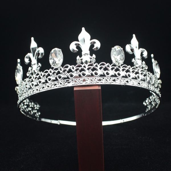 

лучшие регулируемое золото и ювелирные изделия серебро tiara корона для мужчин pageant prom king диадема головной убор свадебные аксессуары, White;golden