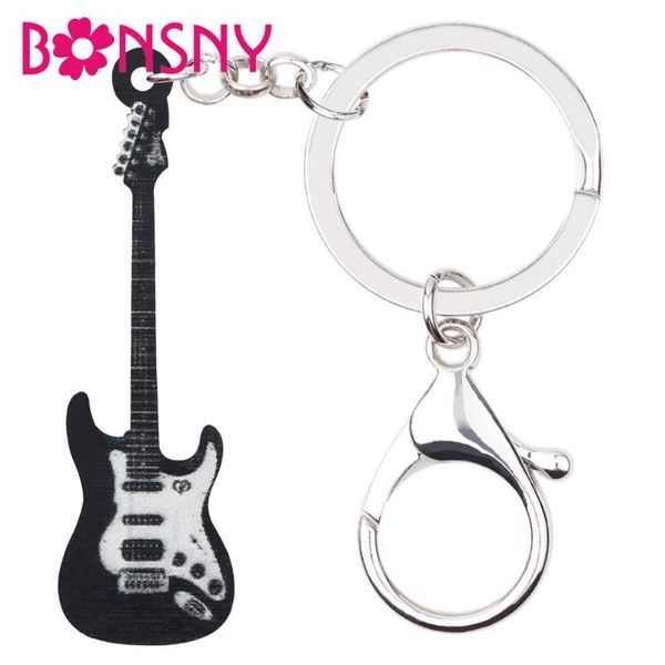 

acrylic anime guitar key chains rings jewelry bag car wallet decoration keychains for women girls teen men gift accessory, Silver