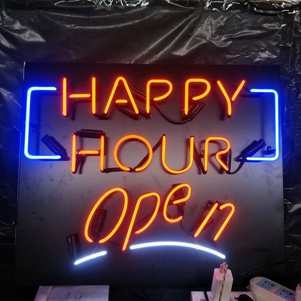 

акриловая доска счастливый час открытая неоновая вывеска световая реклама на стене бара развлечения клуб украшение дисплей лампа из настояще