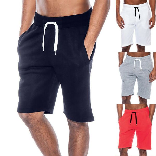 

men's summer casual drawstring elastic waist shorts workout shorts sport jogging baggy knee-length bottoms black gray red white, White;black