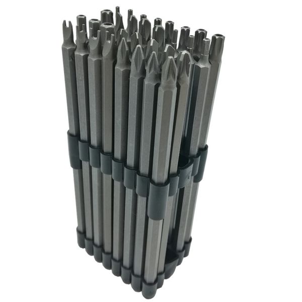 

quality 32pcs extra long power screwdriver bit set 6 inch 150mm length 1/4 inch shank tamperproof torx cr-v chrome vanadium stee
