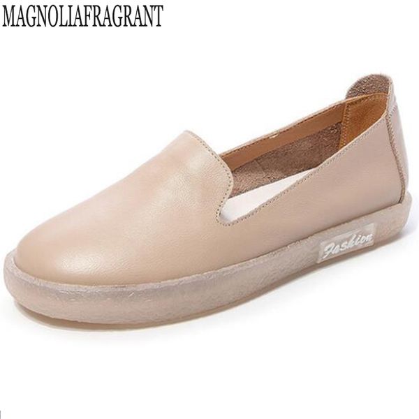 

new autumn women flat shoes leather casual loafers female fashion slip on soft bottom mother shoes comfort ladies footwear y984, Black