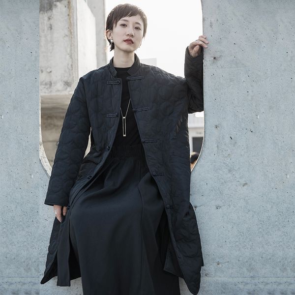 

aigyptos черный ретро хлопка с длинным рукавом сыпучие fit дамы parka тенденции моды новая осень зима 2019 женщин куртки, Black