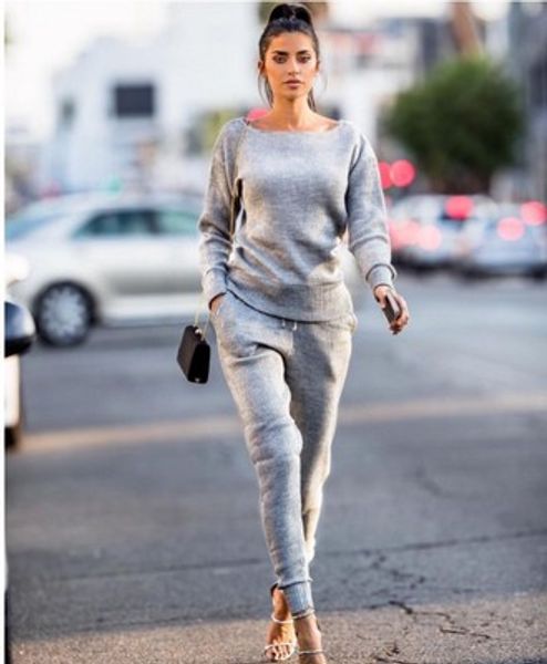 

2pcs tracksuit women set t-shirt +sweatpants suits female 2 pieces sets women casual sweatsuits clothing, Gray