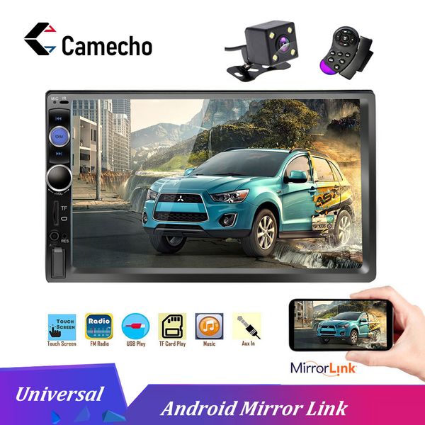 

camecho 2 din car radio 7" hd player mp5 touch screen digital display bluetooth multimedia usb 2din autoradio car backup monitor