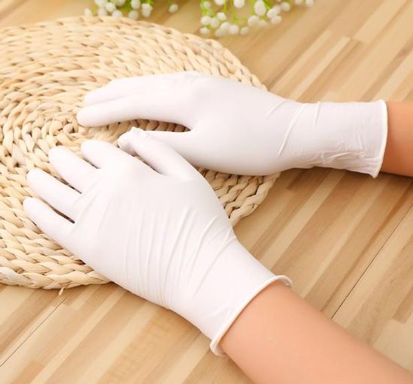 

в наличии! пищевые белые тонкие износостойкие нитриловые перчатки без порошка (без латекса) - упаковка из 100 штук перчатки анти-кислотные п