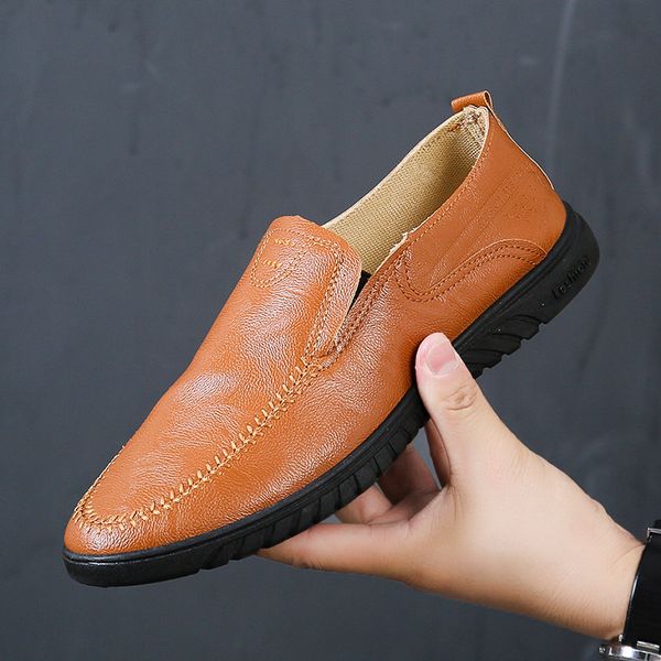 

fashion leather men shoes casual breathable loafers men pu leather moccasins comfortable flat shoes waterproof footwear, Black