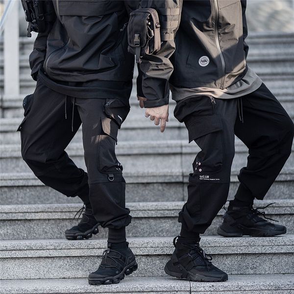 

2020 men new spring hip hop pants club singer stage costume trousers ribbons streetwear joggers sweatpants hombre, Black