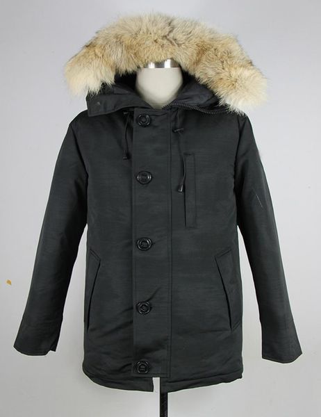 

2019 brand new big coyote fur new mens thick down canada style chateau parka coat winter warm jacket -30 degree size s-2xl, Black