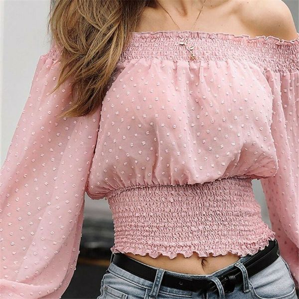 

summer off shoulder blouses women and blouses casual puff sleeve shirt women elegant bandage top, White