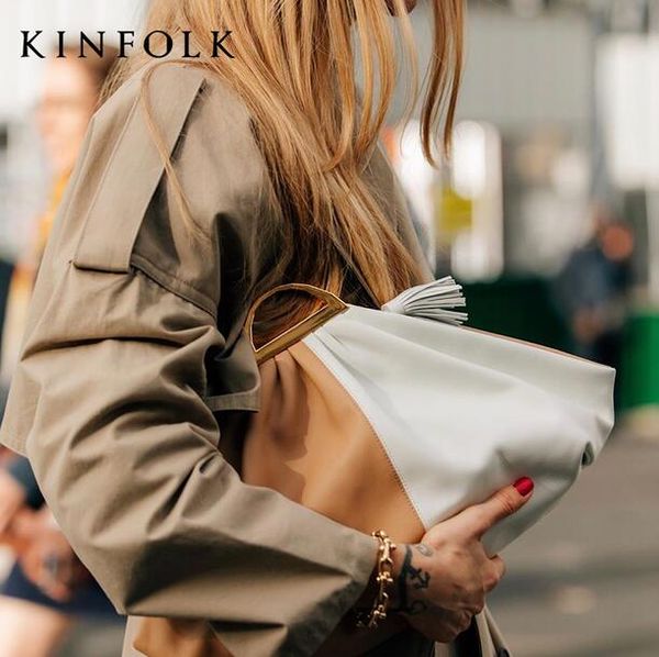 

est brand high-quality ladies handbags european and american fashion fan-folded horns big cloud bag contrast color tassel handbags