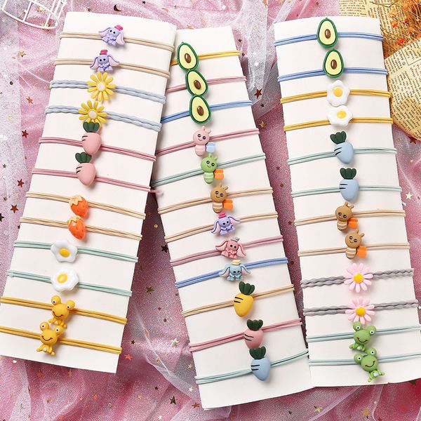 

cute cartoon rubber band children students head rope hair rope hair ring girl hair ornaments, Pink