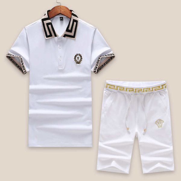 

luxury mens tracksuits brand summer designer track suits for men clothing designer t-shirt&shorts suits fashion medusa sportwear suits, Gray