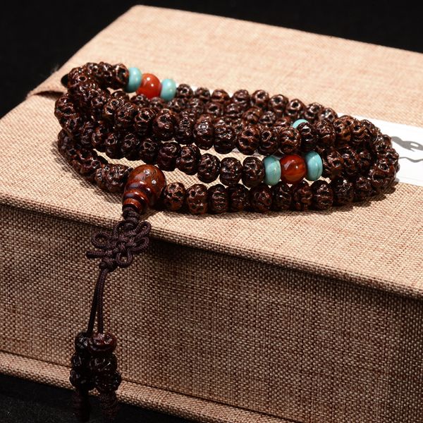 

natural black white small ruyi bodhi seeds beads 108 divine bodhi buddha beads bracelets wood japa mala tibetan buddhism jewelry, Golden;silver