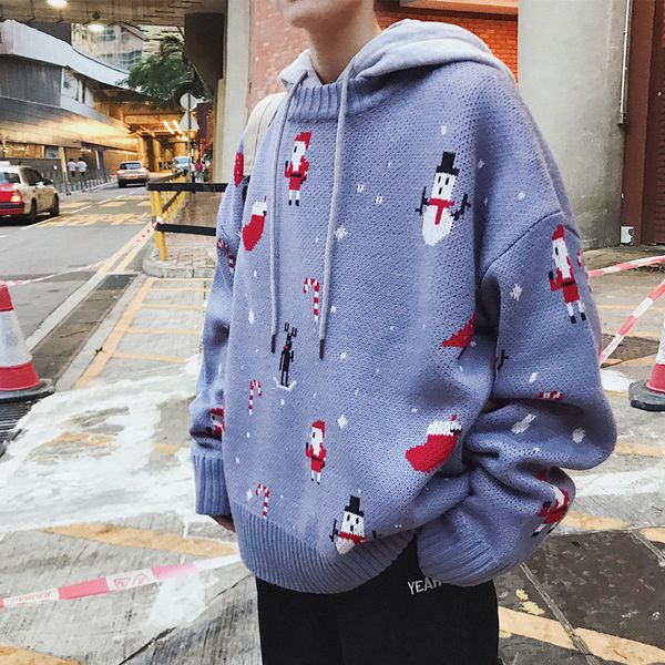 

autumn and winter new boutique men's casual sweater youth solid color warm simple loose large size fashion knitting, White;black