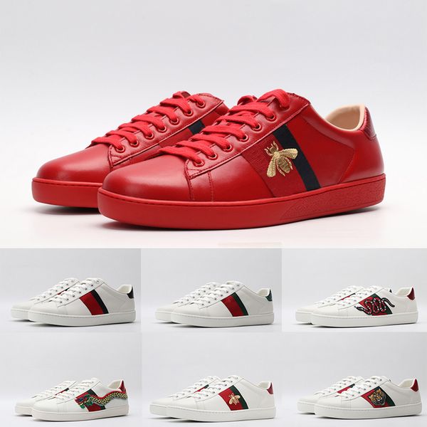 

2020 ace designer shoes men women luxury triple black white leather casual shoes vintage star stripe snake bee sneakers platform trainers