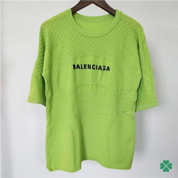 

new knit short sleeve high-end wholesale runway ice silk round neck short sleeve embroidered printed letter women, White