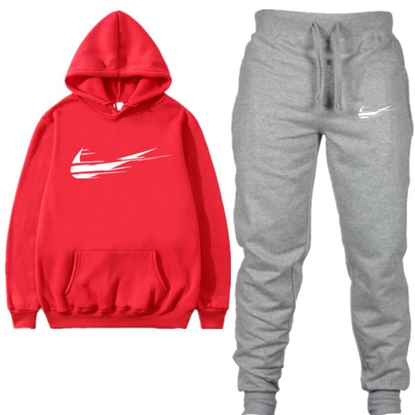 

autumn mens designer tracksuit hooded sportswear long sleeve hoodie pullover pants leggings 2 piece set sweatsuit brand jogger suitb72501, Gray