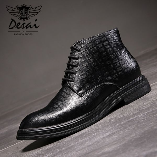 

2019 fashion quality leather men boots autumn casual shoes men footwear zipper male ankle black boots eu size 38-44