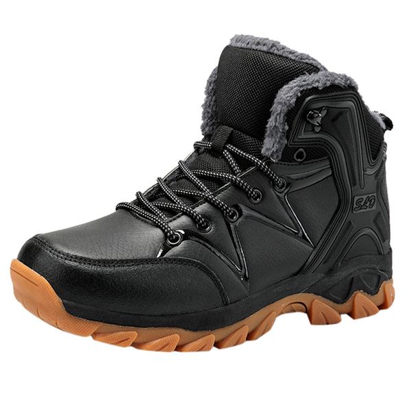 

men's leisure platform shoes winter plus velvet warm cotton shoes non-slip climbing walking jogging footwear #zc, Black