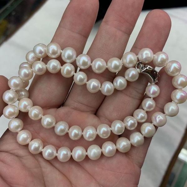 

gade 8-9mm freshwater pearls necklace natural gem stone diy jewelry for woman for gift wholesale, Silver