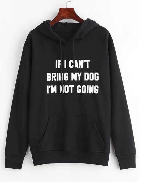

if i can't bring my dog i'm not going harajuku gothic sweatshirt women sudaderas mujer 2018 oversized hoodie kawaii streetwear, Black