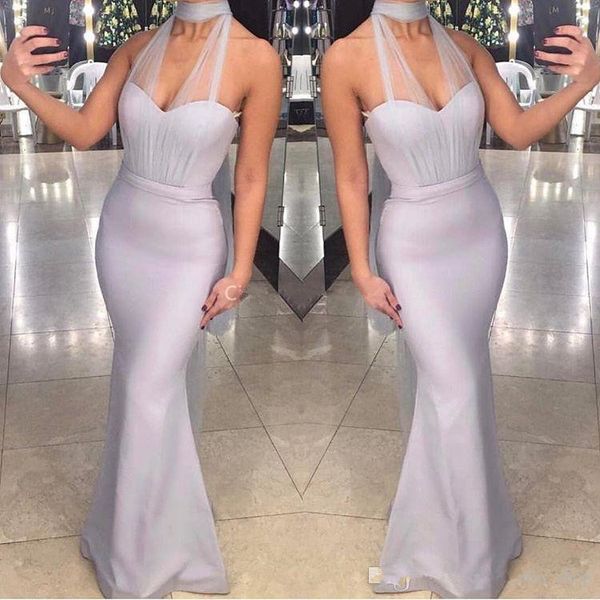 

Простые платья для подружек невесты Длинные платья для свадебных вечеринок с иллюзиями Холтер Платья для свадебных гостей больших размеров 2019 vestidos de dama de honor