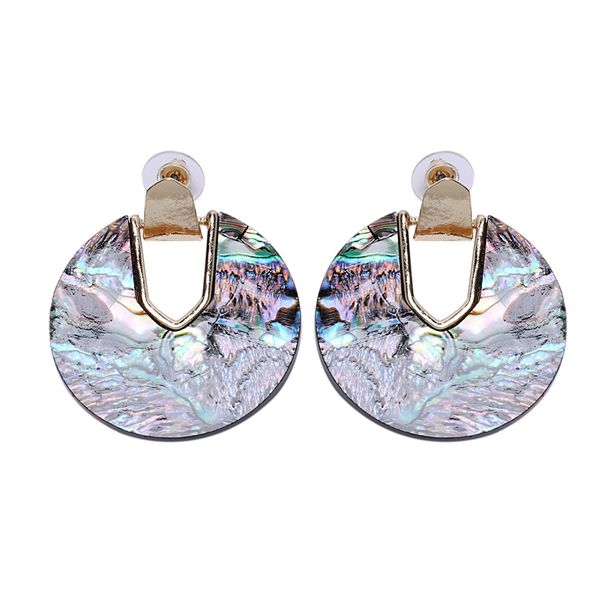 

colorful round dangle earrings for women unique design u shape statement abalone shell earrings wedding jewelry, Silver