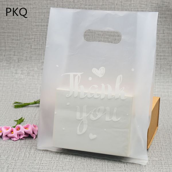 

50pcs translucent thank you print plastic gift bag favor jewelry boutique gift packaging bag plastic shopping bags with handle