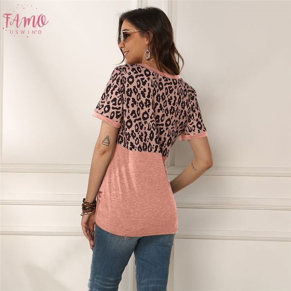 

leopard t shirt women patchwork summer short sleeve tee shirts women clothes new tie tee female 2xl tee, White