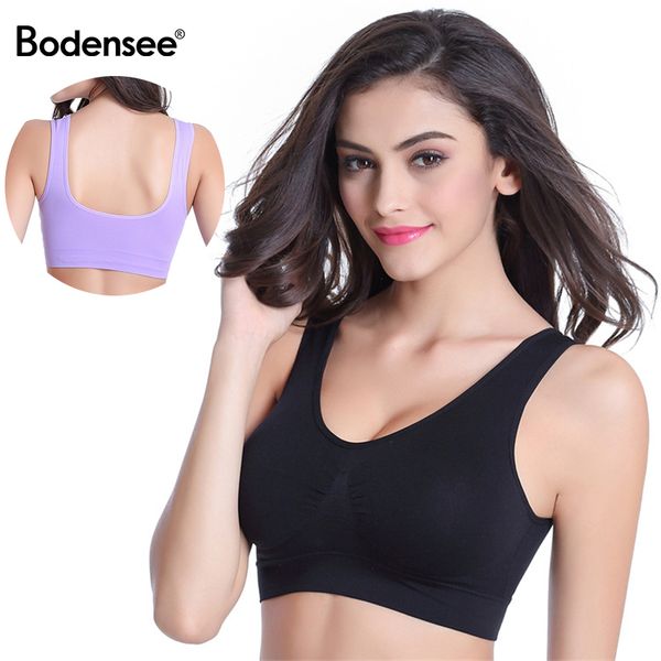 

bodensee women wire sports bra push up fitness running yoga bra woman removable padded bras for yoga gym seamless crop, White;black