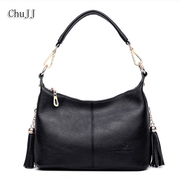 

chu jj women's genuine leather handbags cow leather tassel shoulder crossbody bag ladies messenger bags women bags