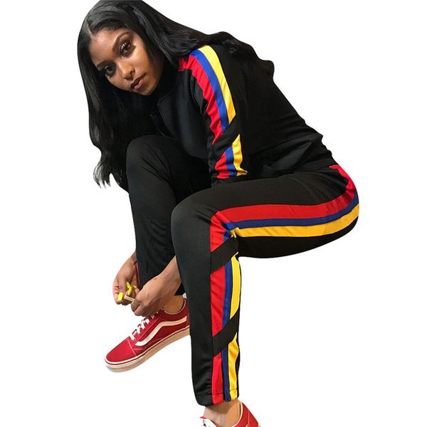 

цвет соответствия женские костюмы с длинным рукавом стенд воротник женщин пуловер одежда мода дамы из двух частей наборы, Gray