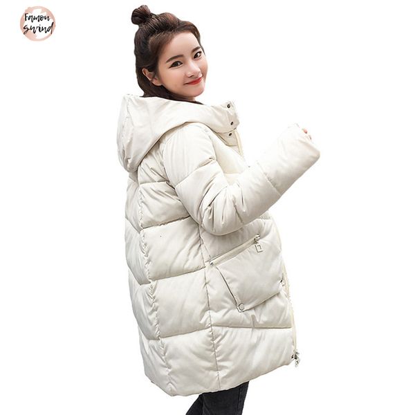 

теплый толстые с капюшоном вниз полиэстер parkas женщины вниз куртка пальто зимы хлопка ватник женщина зимы пальто куртки женщины 2019, Black