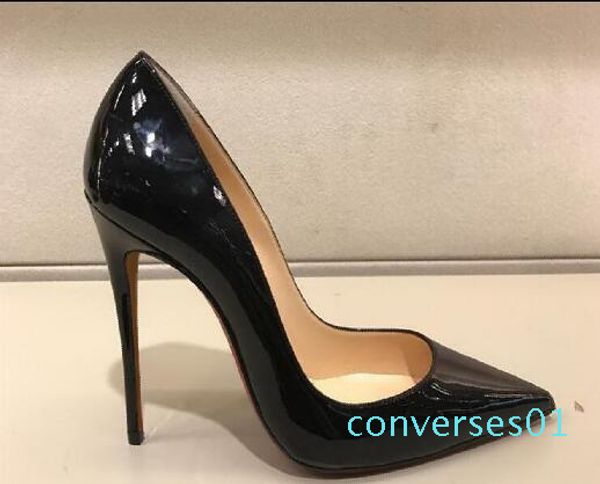 

new extreme red bottom high heels shoes for woman 12cm party shoes thin heels slip-on ladies plus size yellow blue purple customize co01, Black