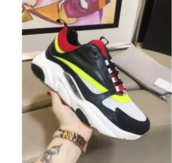 

men's canvas and calfskin trainers fashion europa fashion sneaker new sneakers b22 trainer technical knit shoes kn189604, Black