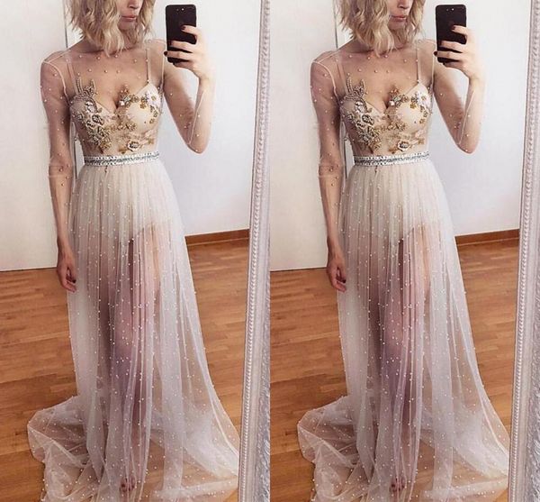 

Sexy 2019 Evening Dresses Beaded Prom Gowns Sparkling Elegant Special Occasion Dress Party Dress Formal Wear vestidos de fiesta Abendkleider