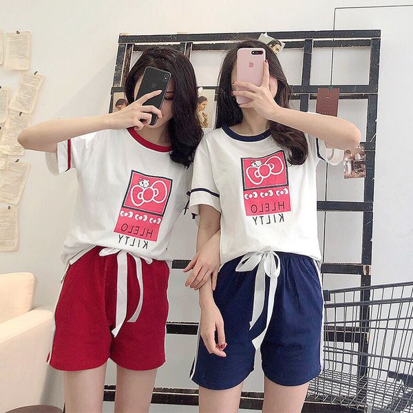 

women pajamas sets short-sleeve shirt and ruffles trim shorts pajama set all above floral sleepwear summer nightwear homewear, Blue;gray