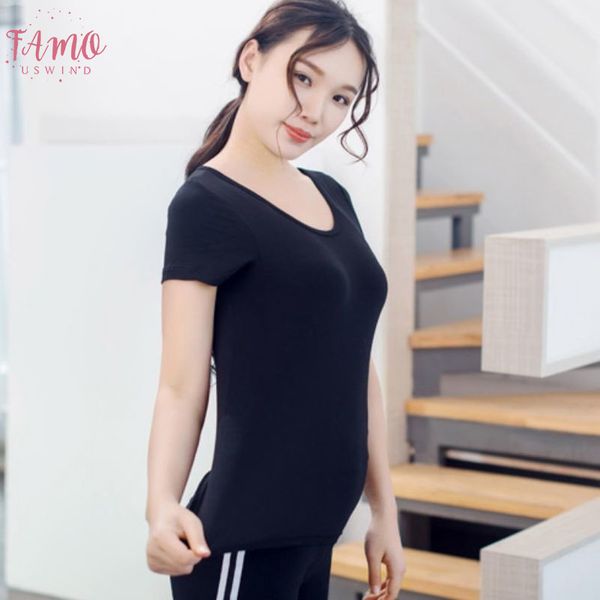 

solid women summer t shirts modal chest pad built in t shirt o neck short sleeve women breathable cotton clothes, White