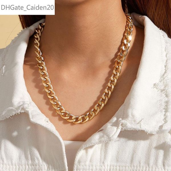 

punk hip hop miami curb cuban long necklaces statement chunky heavy metal choker necklaces collar for women jewelry, Silver