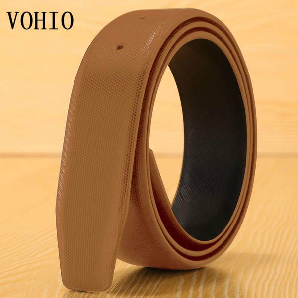 

vohio white designer belts for men body belt brand women male smooth buckle belt 3.2cm brown leather no buckle, Black;brown