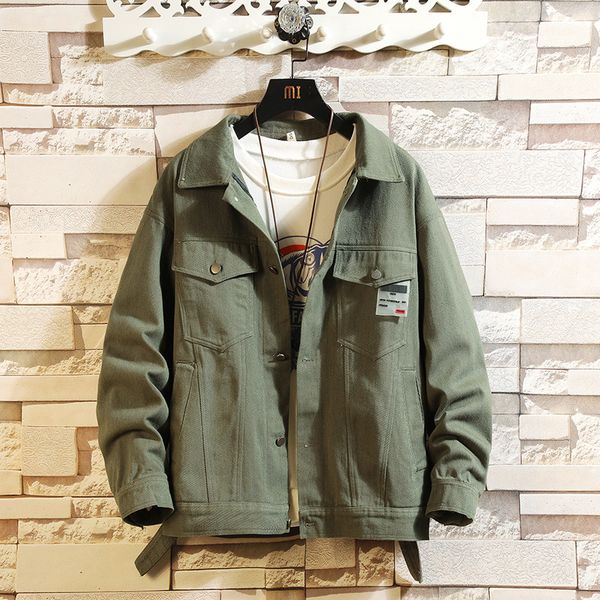 

japanese streetwear denim jacket men vintage solid color cotton jeans coat men plus size m-5xl autumn korean jacket, Black;brown