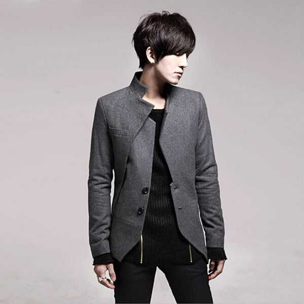 

2015 suit jacket for men splicing suit blazers jackets cloth man's autumn winter coat, White;black