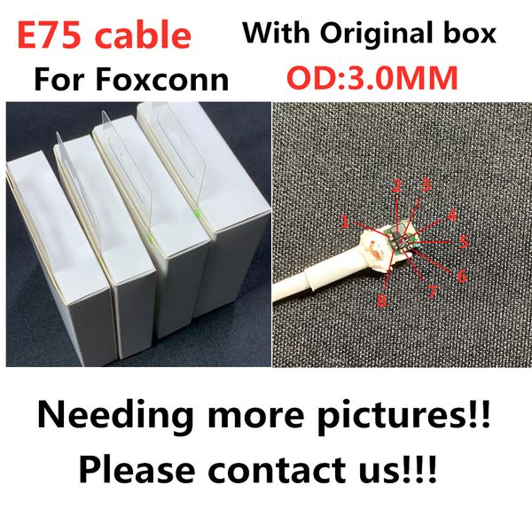 

100pcs 8 generations original oem quality 1m 3ft 2m 6ft e75 8ic chip usb data sync charger cable for foxconn with retail box