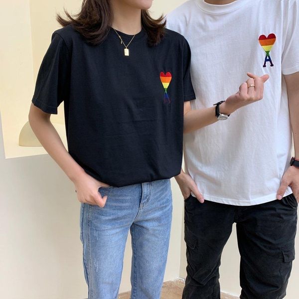 

2020 high-quality men short-sleeved summer fashion t-shirt casual comfortable round neck t-shirt fashion clothing u13j couples, White;black