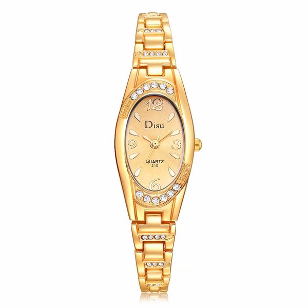 

2019 vogue oval small dial watches for women elegant rhinestone bracelet watch ladies diamond dress quartz wrist watch relogio, Slivery;brown