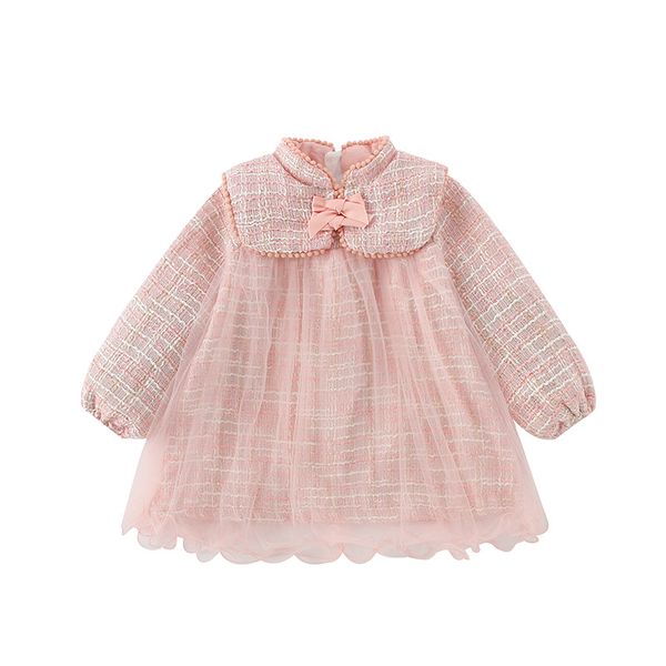 

wlg girls boutique dress kids spring pink red mesh patchwork bow dresses baby girl cute princess dress, Red;yellow