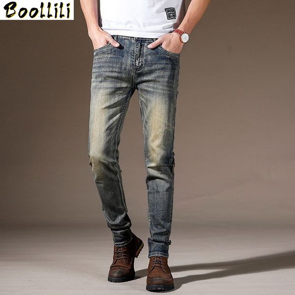 

men's jeans 2021 autumn spring vintage classic skinny slim fit fashion restore trouers high quality, Blue
